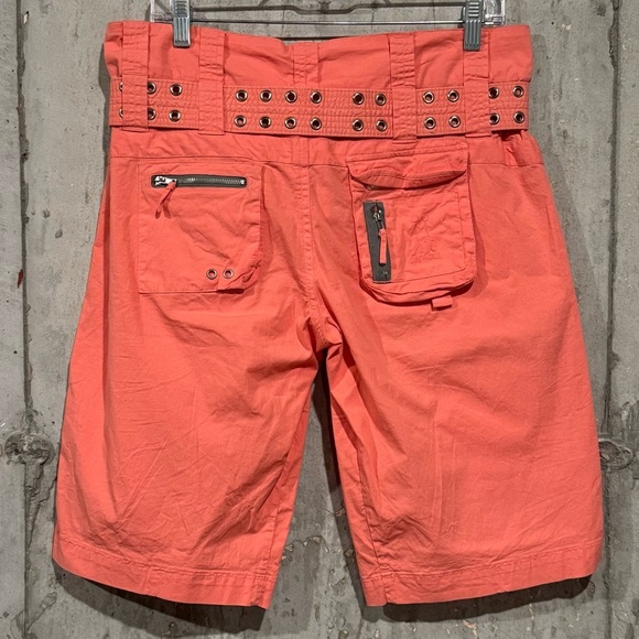 Pete & Greta Johnny Was 10 Unisex Orange Cargo Shorts Y2K Utility Edgy Pockets - Picture 7 of 8